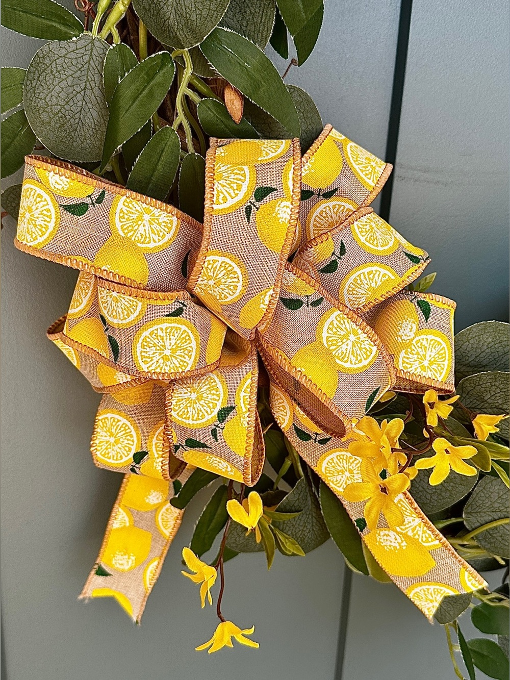 Lemon Grapevine Wreath | Summer Front Door Decor | Handmade Farmhouse Wreath - Picture 4 of 6